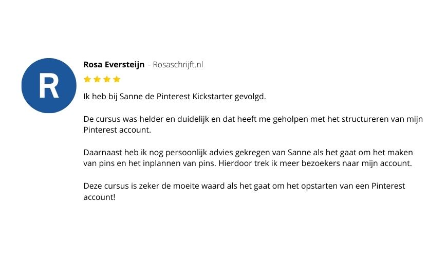 Review Pinterest Kickstarter Cursus Rosa Eversteijn