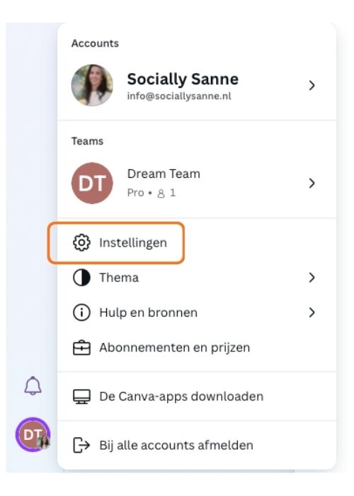 jezelf verwijderen uit Canva team - stappenplan